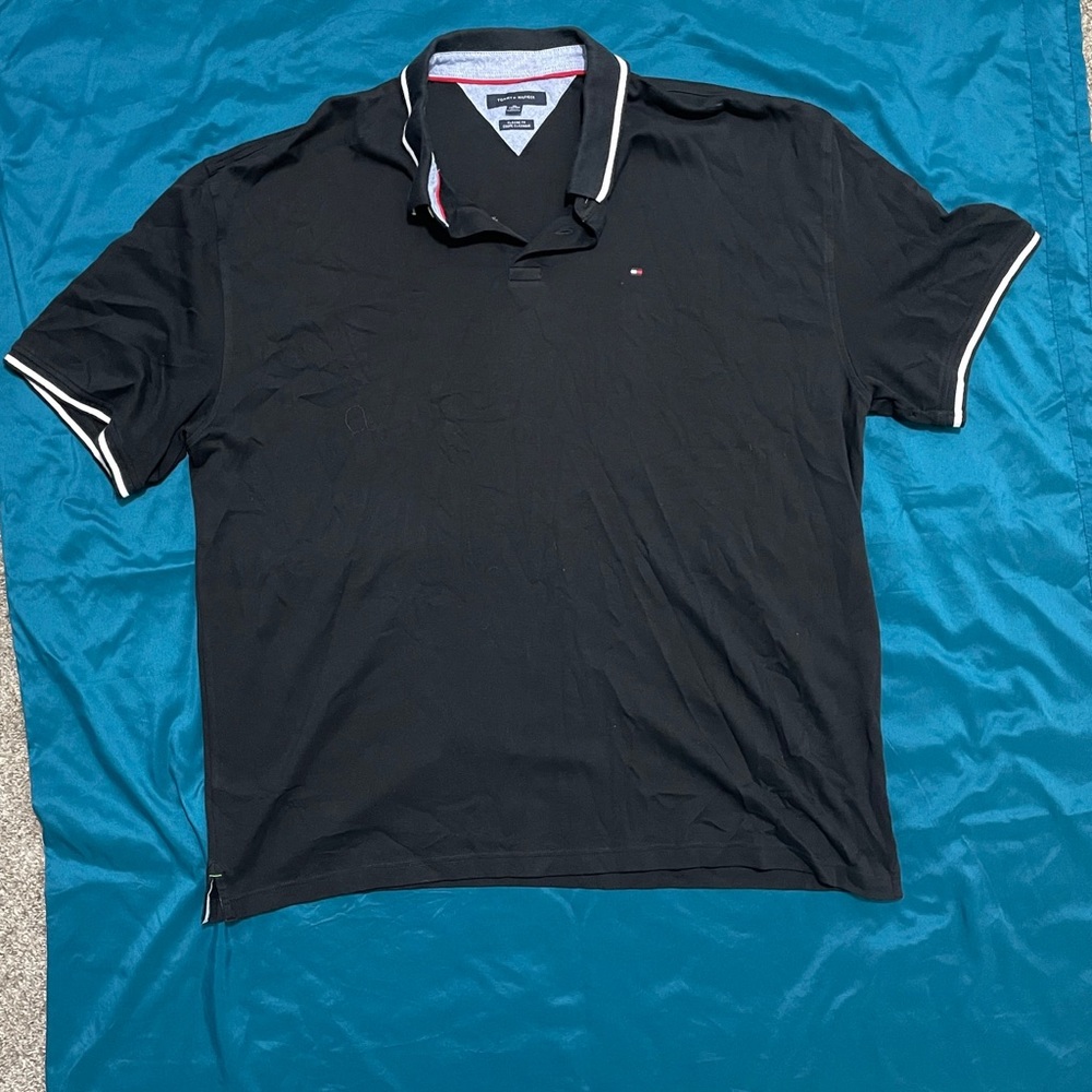 tommy hilfiger black polo shirt